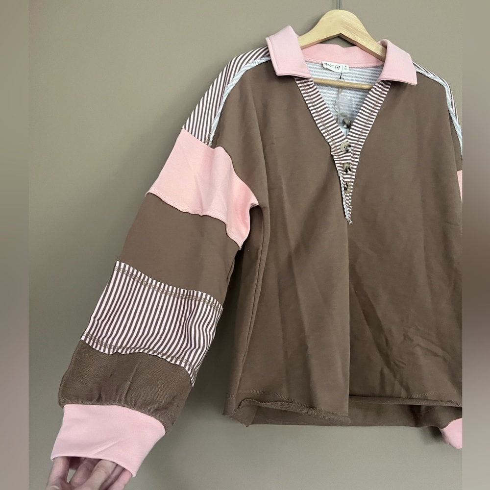 {New In} Collared Neapolitan Oversized Knit Pullover Top - Womens Medium - NWT - Picture 4 of 11